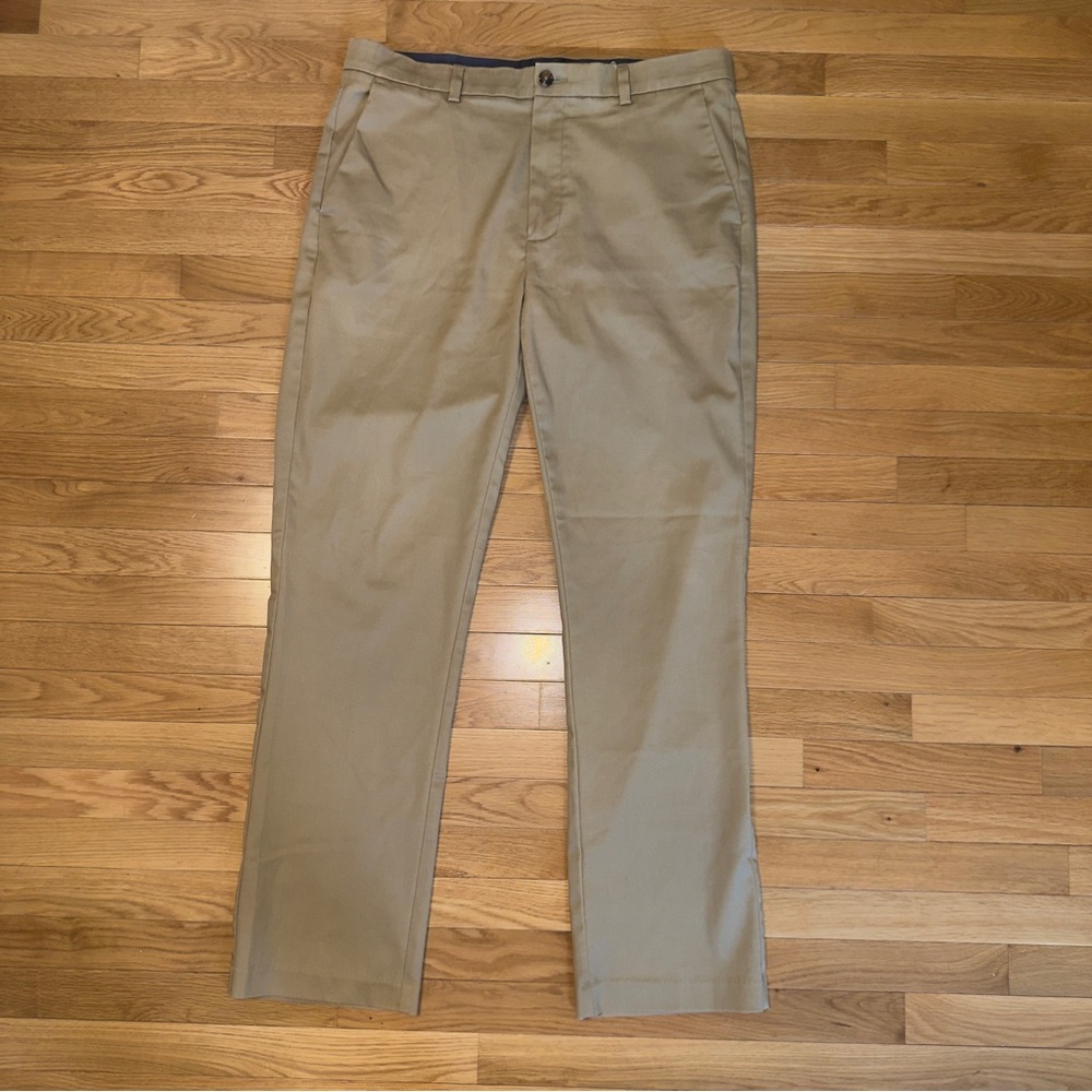 Roundtree & Yorke Total FLEX Pants Classic Flat Easy Care Khaki Men's 38”x 34”